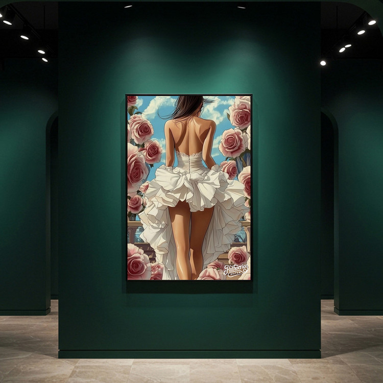 그림 액자 팝아트 인테리어소품 나의 발걸음은 꽃을 밟지 않는다 드레스 여인그림 인물액자 대형 거실벽장식 신혼집 꾸미 이미지