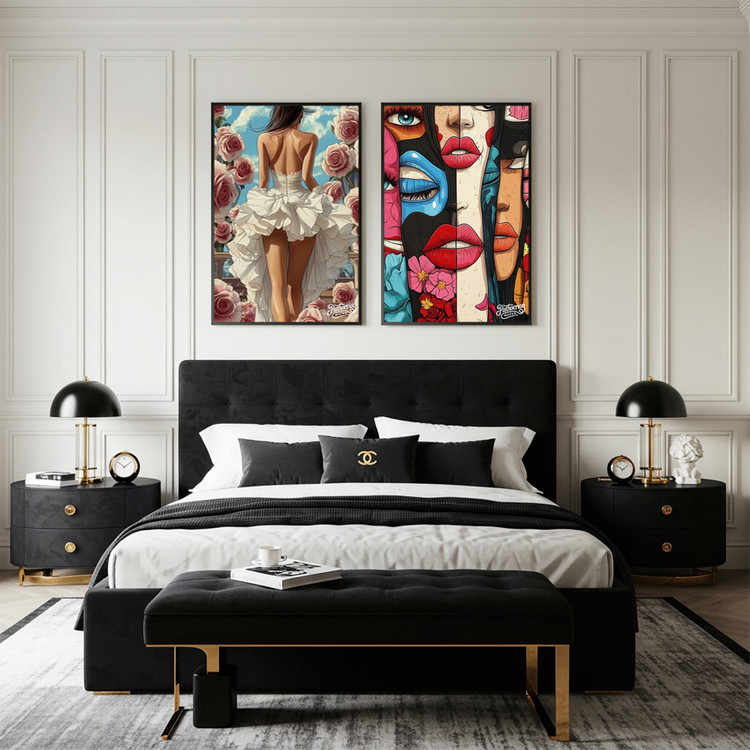 그림 액자 팝아트 인테리어소품 나의 발걸음은 꽃을 밟지 않는다 드레스 여인그림 인물액자 대형 거실벽장식 신혼집 꾸미 이미지