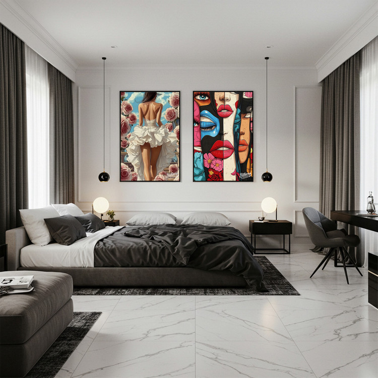 그림 액자 팝아트 인테리어소품 나의 발걸음은 꽃을 밟지 않는다 드레스 여인그림 인물액자 대형 거실벽장식 신혼집 꾸미 이미지