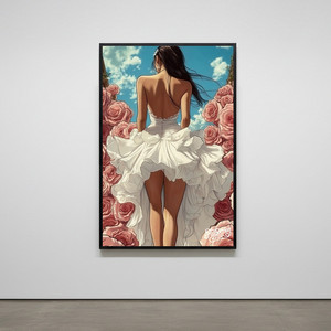 장미의 바람을 걷다 그림 액자 팝아트 인테리어소품 웨딩드레스 여인그림 인물액자 거실 대형 고급 아트 인테리어벽장식 이미지