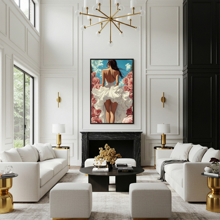 장미의 바람을 걷다 그림 액자 팝아트 인테리어소품 웨딩드레스 여인그림 인물액자 거실 대형 고급 아트 인테리어벽장식 이미지