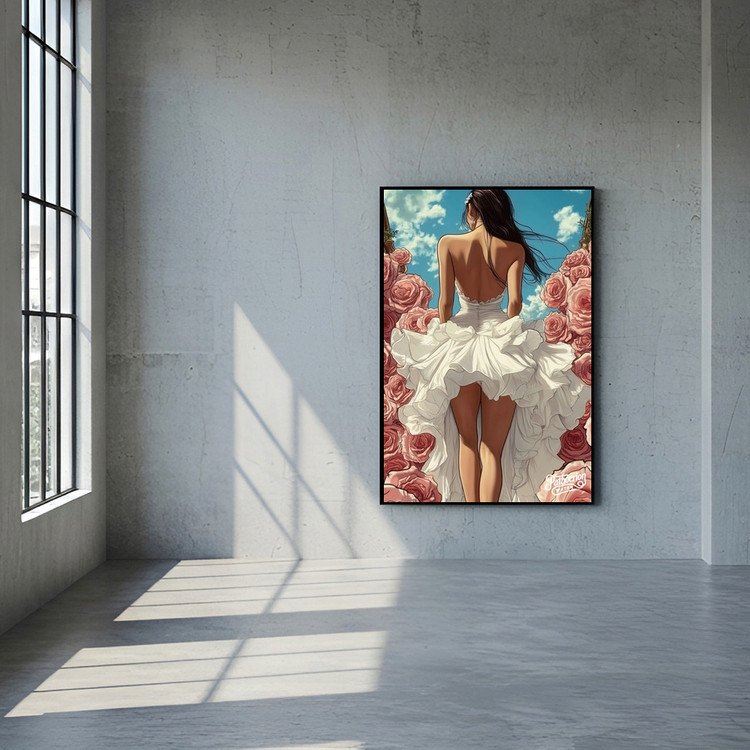 장미의 바람을 걷다 그림 액자 팝아트 인테리어소품 웨딩드레스 여인그림 인물액자 거실 대형 고급 아트 인테리어벽장식 이미지