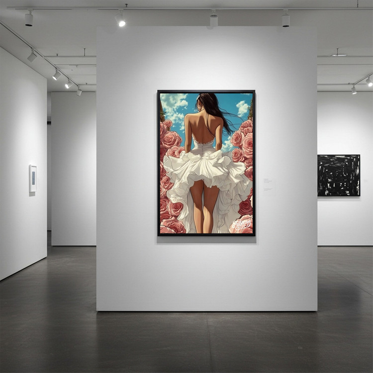 장미의 바람을 걷다 그림 액자 팝아트 인테리어소품 웨딩드레스 여인그림 인물액자 거실 대형 고급 아트 인테리어벽장식 이미지