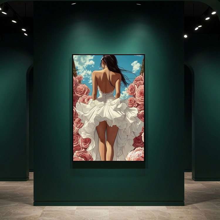 장미의 바람을 걷다 그림 액자 팝아트 인테리어소품 웨딩드레스 여인그림 인물액자 거실 대형 고급 아트 인테리어벽장식 이미지