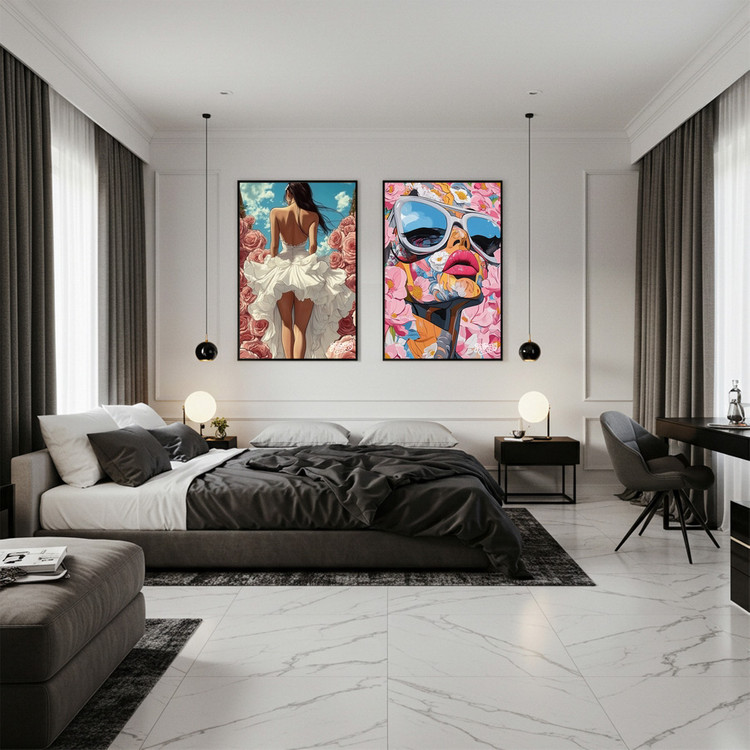 장미의 바람을 걷다 그림 액자 팝아트 인테리어소품 웨딩드레스 여인그림 인물액자 거실 대형 고급 아트 인테리어벽장식 이미지