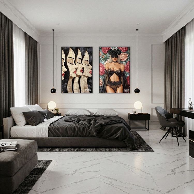 숨 쉬는 정적 그림 액자 팝아트 인테리어소품 여인그림 인물액자 모던아트 대형 거실 벽면 장식 아트포스터 카페용품 선 이미지