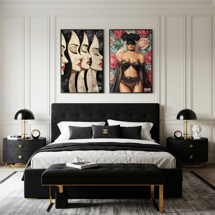 숨 쉬는 정적 그림 액자 팝아트 인테리어소품 여인그림 인물액자 모던아트 대형 거실 벽면 장식 아트포스터 카페용품 선 이미지