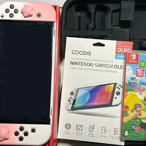 상태최상) 닌텐도 스위치 OLED 화이트 풀박스 + 파우치 + 케이스 이미지