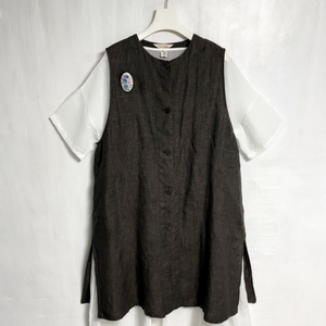 이새(isae) 마(린넨) 100% 조끼, 핀턱 면 원피스 세트 이미지