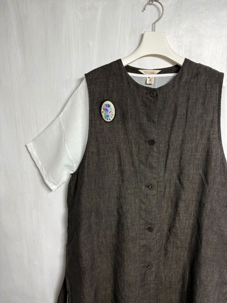 이새(isae) 마(린넨) 100% 조끼, 핀턱 면 원피스 세트 이미지