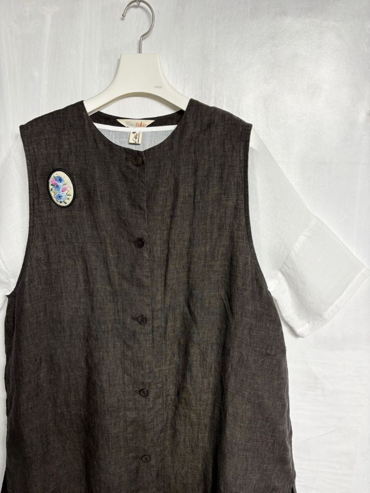 이새(isae) 마(린넨) 100% 조끼, 핀턱 면 원피스 세트 이미지