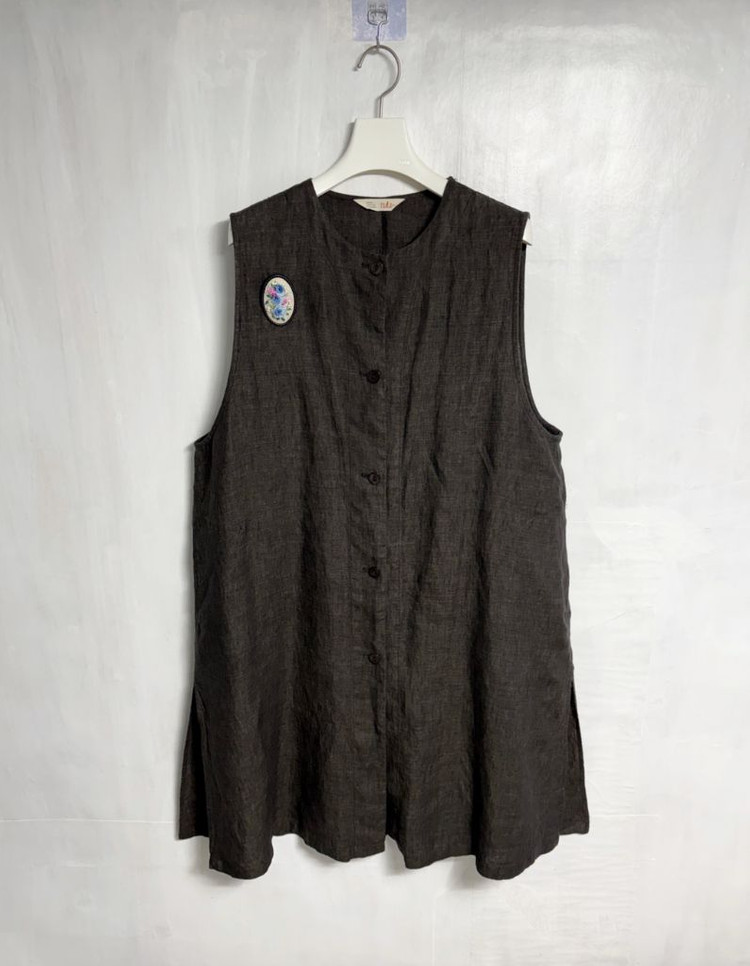 이새(isae) 마(린넨) 100% 조끼, 핀턱 면 원피스 세트 이미지