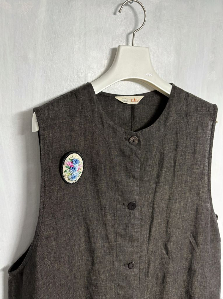 이새(isae) 마(린넨) 100% 조끼, 핀턱 면 원피스 세트 이미지