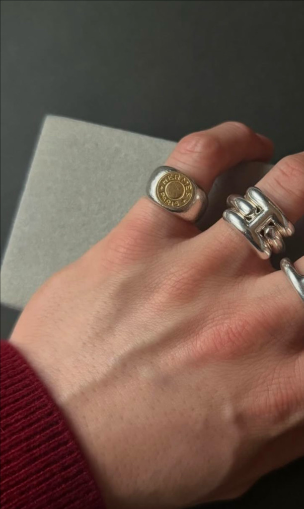에르메스 빈티지 골드 실버 링 이미지