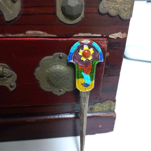 은제 칠보 빗치개(뒤꽂이) 이미지