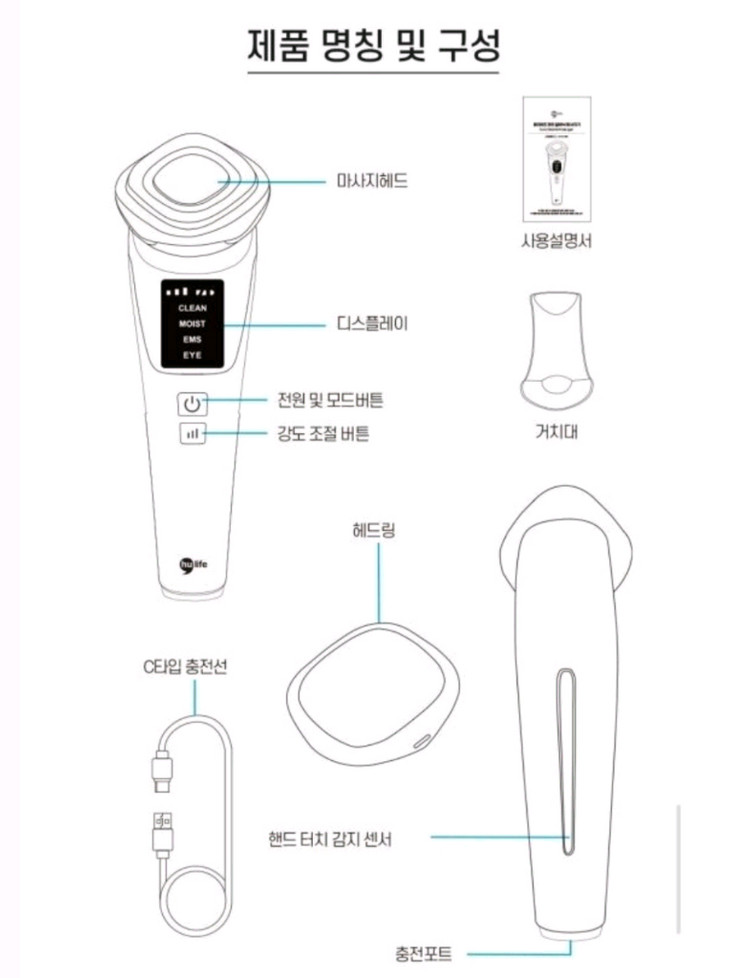 휴라이프 큐라 갈바닉 홈피부케어 눈가주름 모공관리 피부케어 EMS 마사지기 (JSK-N4098) 이미지