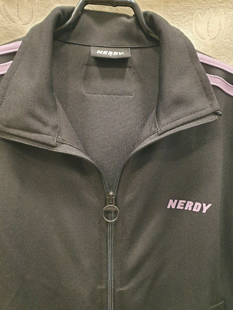 널디 NERDY 블랙 퍼플 삼선 트랙탑 져지 S 이미지