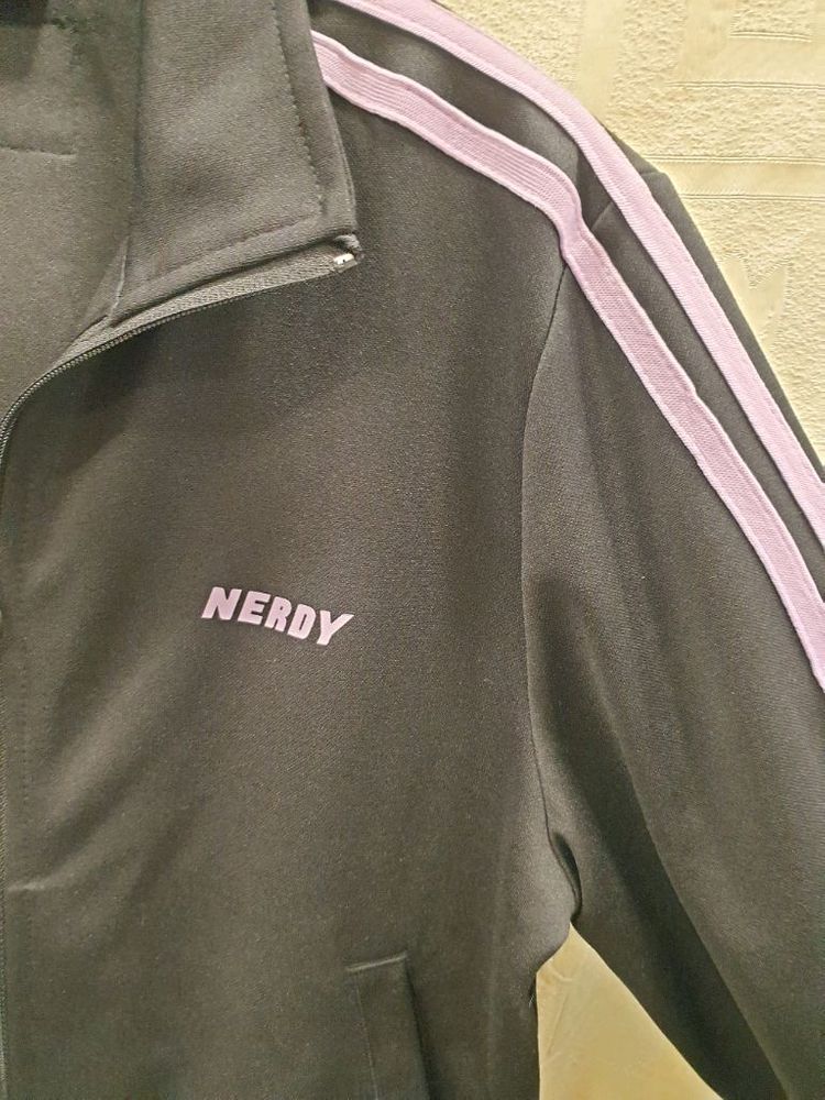 널디 NERDY 블랙 퍼플 삼선 트랙탑 져지 S 이미지