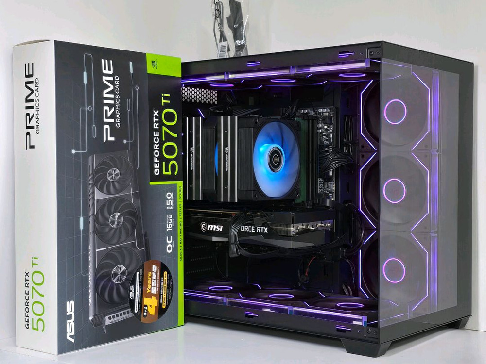 (새제품 블랙)9800X3D, RTX5070Tl, B850M WIFI,1000W, 공랭최강, 방송게이밍컴퓨터본체 이미지