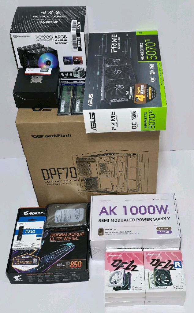 (새제품 블랙)9800X3D, RTX5070Tl, B850M WIFI,1000W, 공랭최강, 방송게이밍컴퓨터본체 이미지
