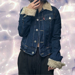 리바이스 양털 쉐르파 블루종 점퍼 생지 데님 청자켓 95 M 이미지