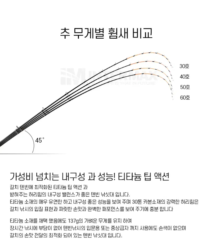텐빈준내만갈치로드 티탄팁 한치, 갑오징어겸용 보관가방포함 이미지