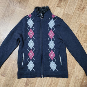 Male&co 집업 니트 가디건 아가일무늬 블랙 컬러 이미지