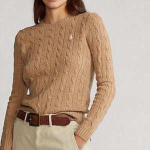 [정품][택달린새상품] 폴로 랄프로렌 우먼 케이블 니트 카멜 L / 빅꽈배기 라이트브라운 이미지