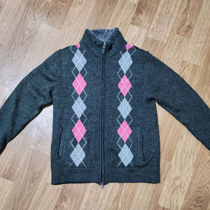 Male&co 집업 니트 가디건 아가일무늬 그레이 컬러 이미지