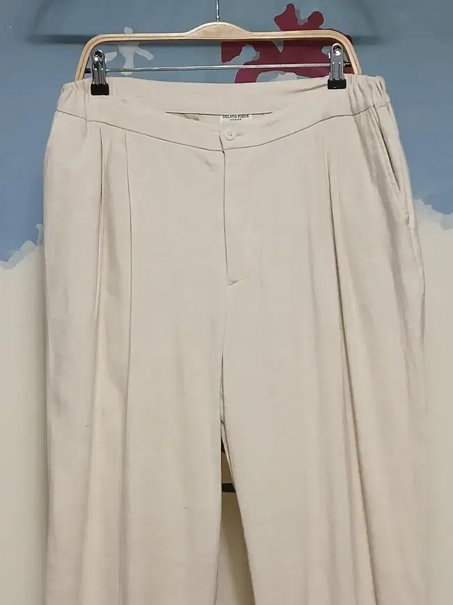 (M) 젤라토피케 밴딩 린넨 와이드 투턱 팬츠 이미지