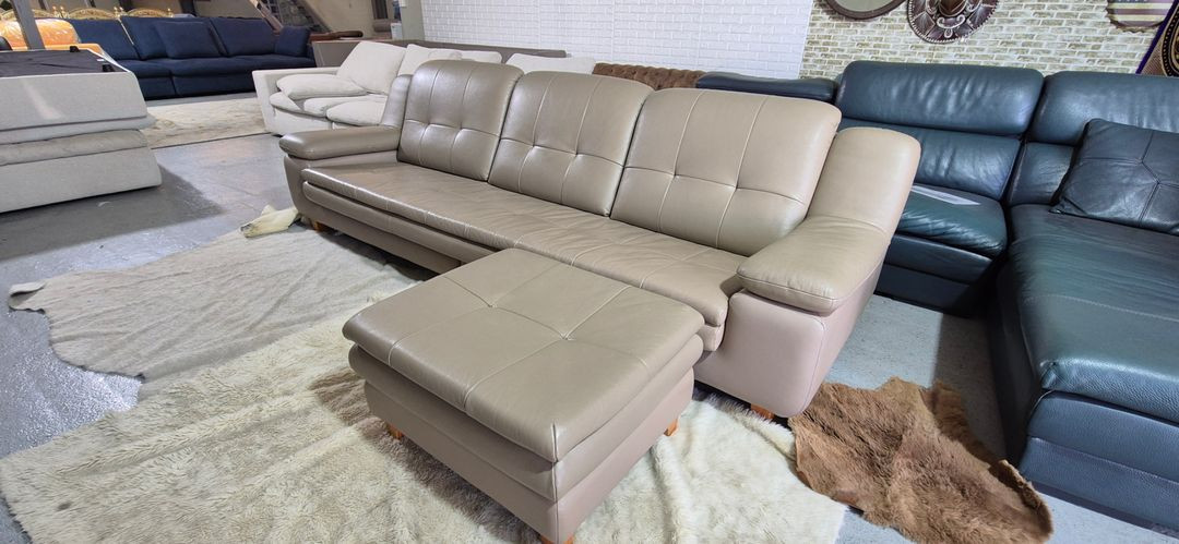 자코모 뉴힐링 슈렁큰 천연가죽 4인소파+스툴 이미지