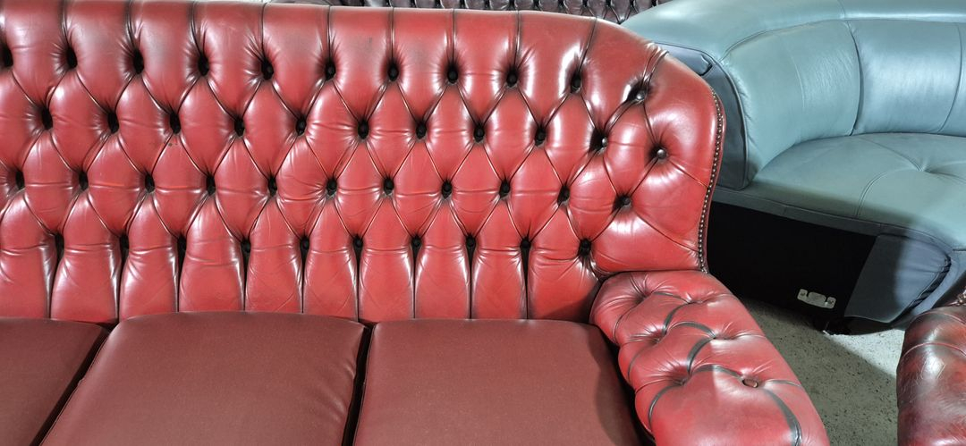 영국 체스터필드 최고급 전체 천연가죽 3+1+1인소파 이미지