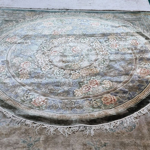 티베트 대형 핸드메이드 원형 실크카페트 - TI176 - 지름2150mm 이미지