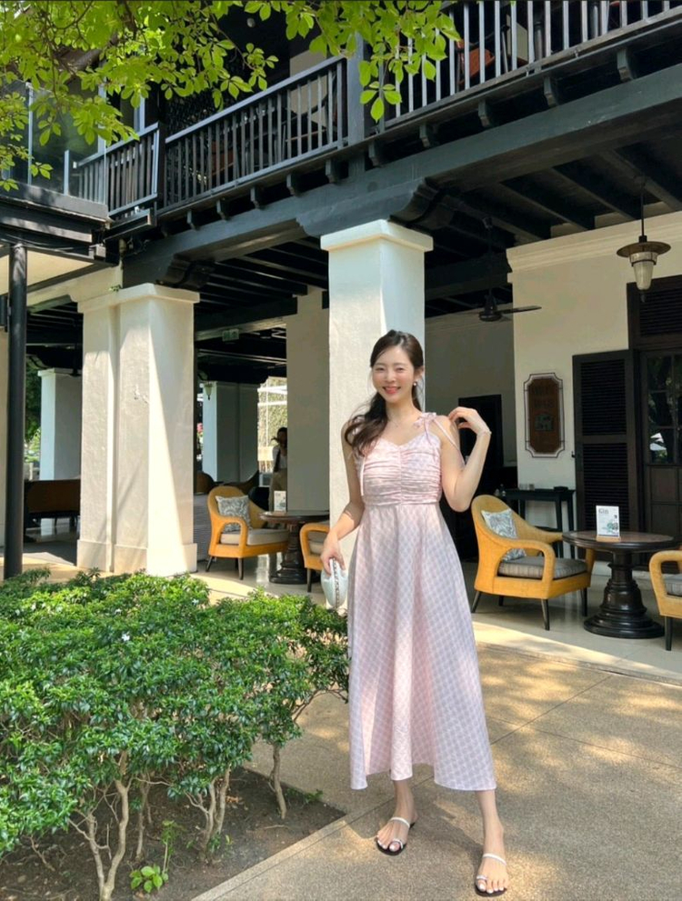 슈퍼린짱 체크리본끈 원피스/ 1104라이너 이미지