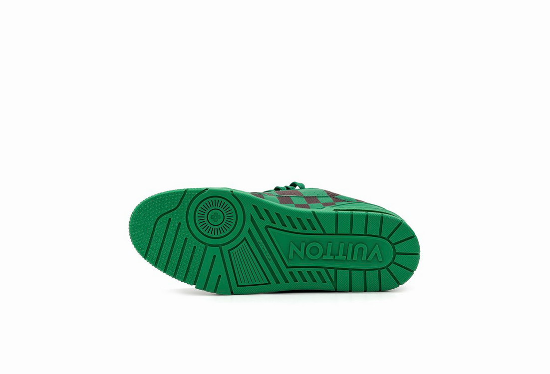 [9.5] 루이비통 남성 LV 트레이너 퍼렐 다미에 팝 스니커즈 그린 이미지