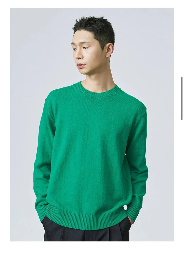 더니트컴퍼니 크루넥 니트 그린 이미지