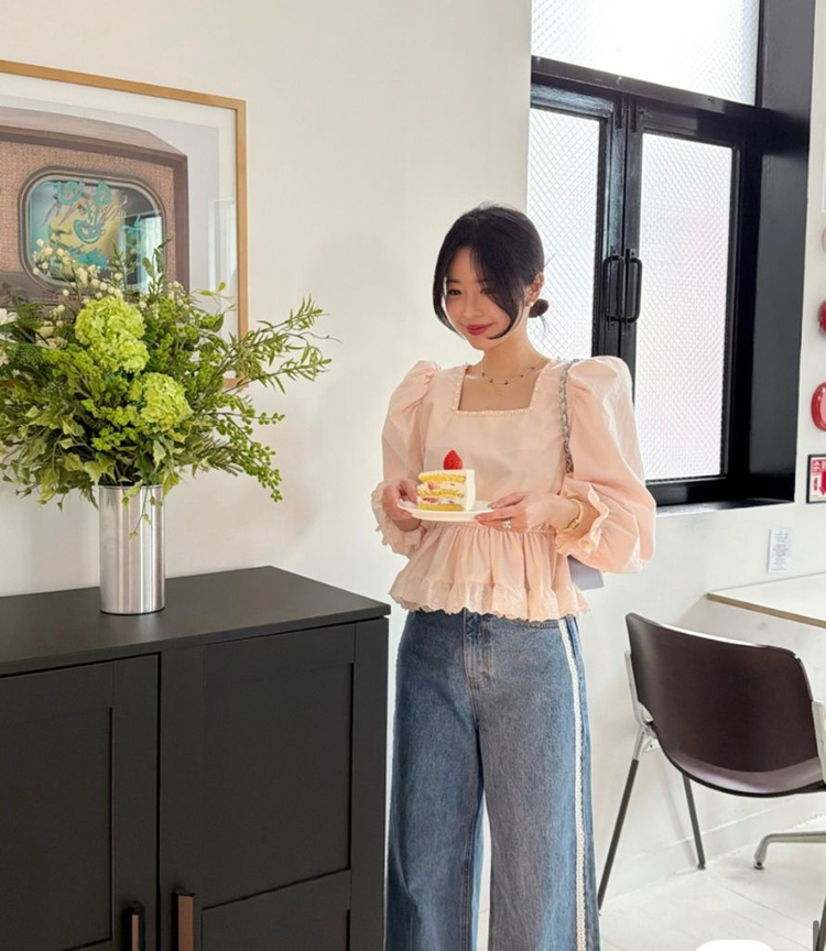 바이씨니 진주스퀘어블라 핑크 이미지