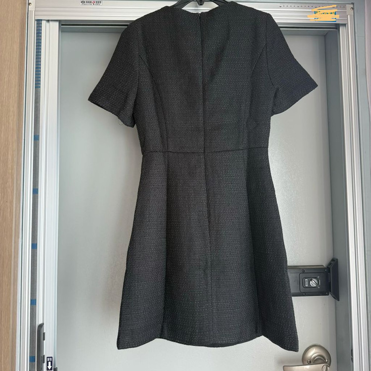 에드모어 트위드 반팔 미니원피스 블랙S 결혼식 하객룩 키작녀 롱부츠코디 이미지