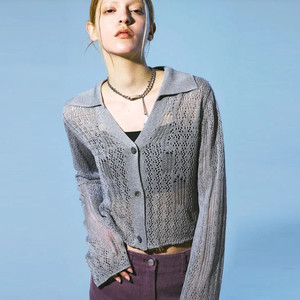 프렌다(PRENDA) 펀칭 네트 니트가디건 55-66 이미지