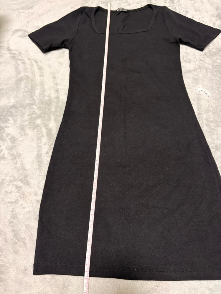 블랙 스퀘어넥 미니 원피스 이미지