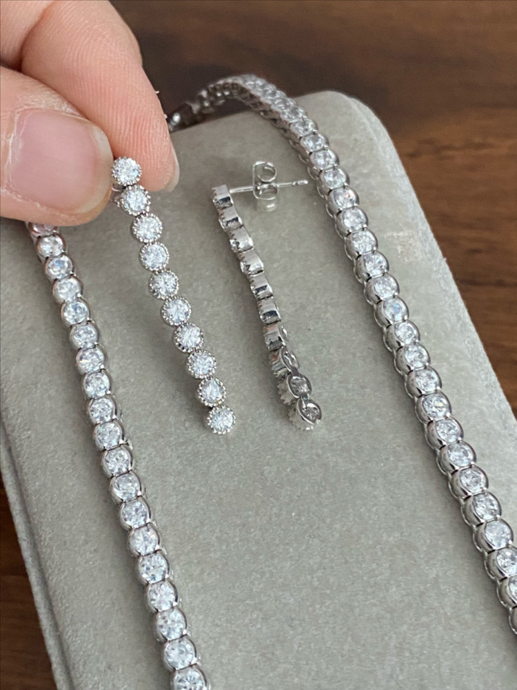 큐빅 테니스 목걸이 귀걸이 세트 이미지