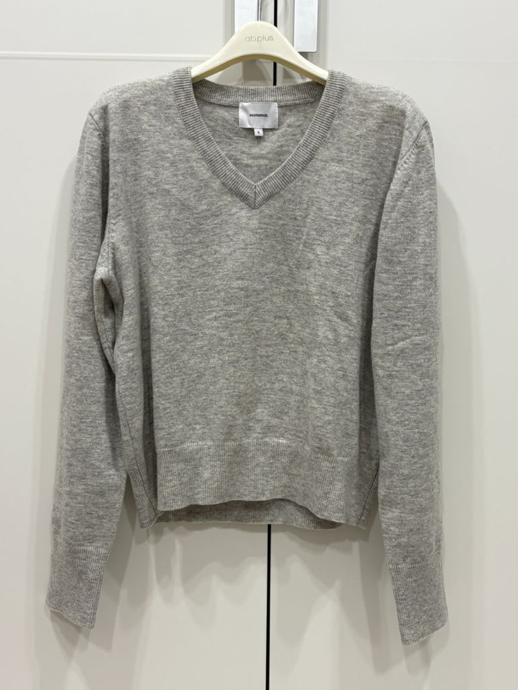 몽돌 울 캐시미어 브이넥 니트 라이트그레이 S 이미지