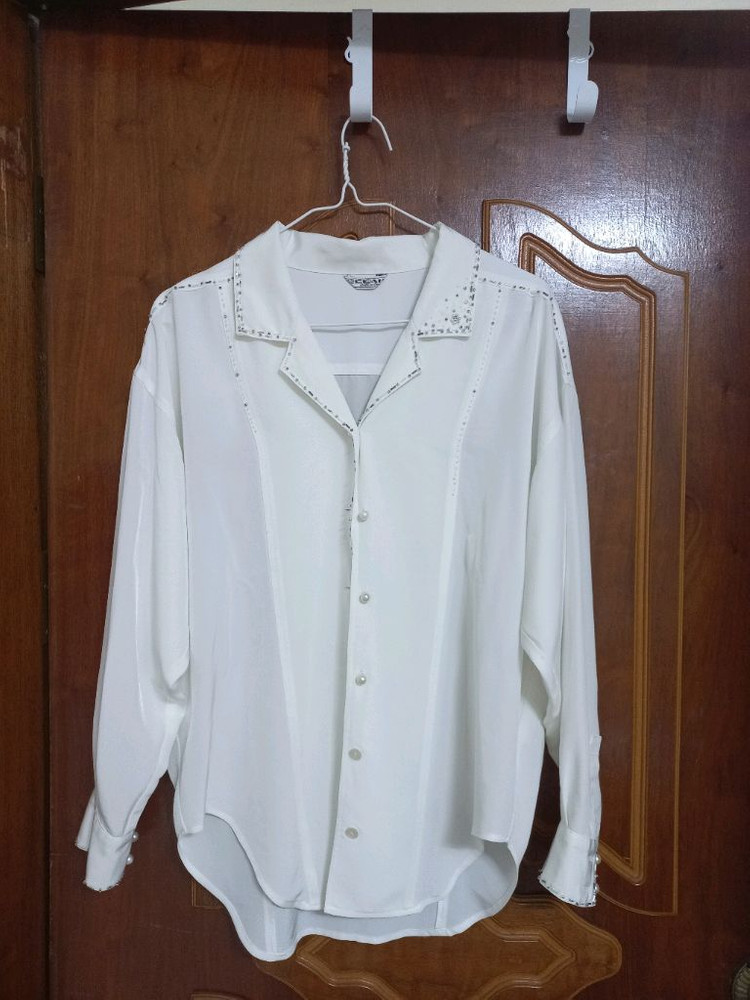 화이트 블라우스,여성 블라우스,실키한화이트블라우스,화이 이미지