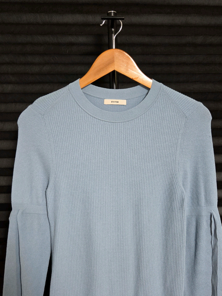 [시스템] 소매 스트랩 골지 라운드넥 니트 | 00205 이미지