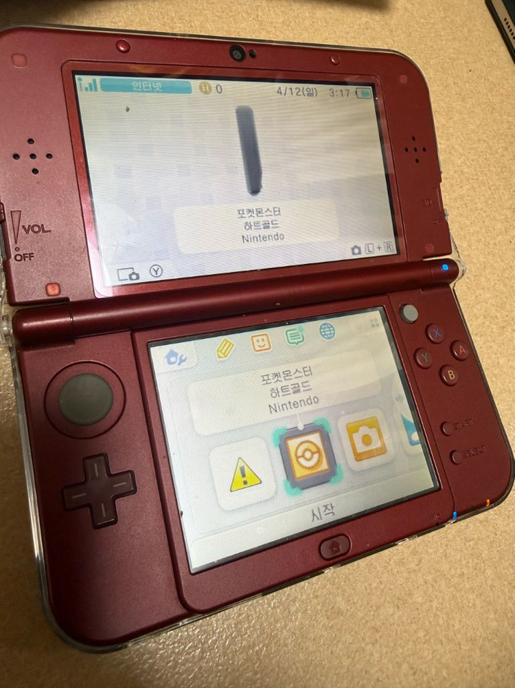 닌텐도 new 3DS XL 레드 뉴큰다수/ 하트골드 칩포함 이미지