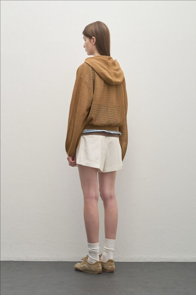 25년 한섬 시스템 SYSTEM 크로셰 후드 니트 점퍼 집업 가디건 여름 펀칭 매쉬 이미지