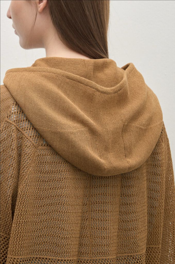 25년 한섬 시스템 SYSTEM 크로셰 후드 니트 점퍼 집업 가디건 여름 펀칭 매쉬 이미지