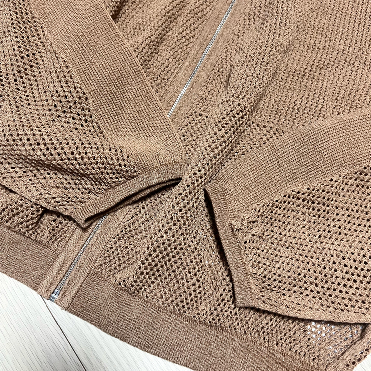 25년 한섬 시스템 SYSTEM 크로셰 후드 니트 점퍼 집업 가디건 여름 펀칭 매쉬 이미지