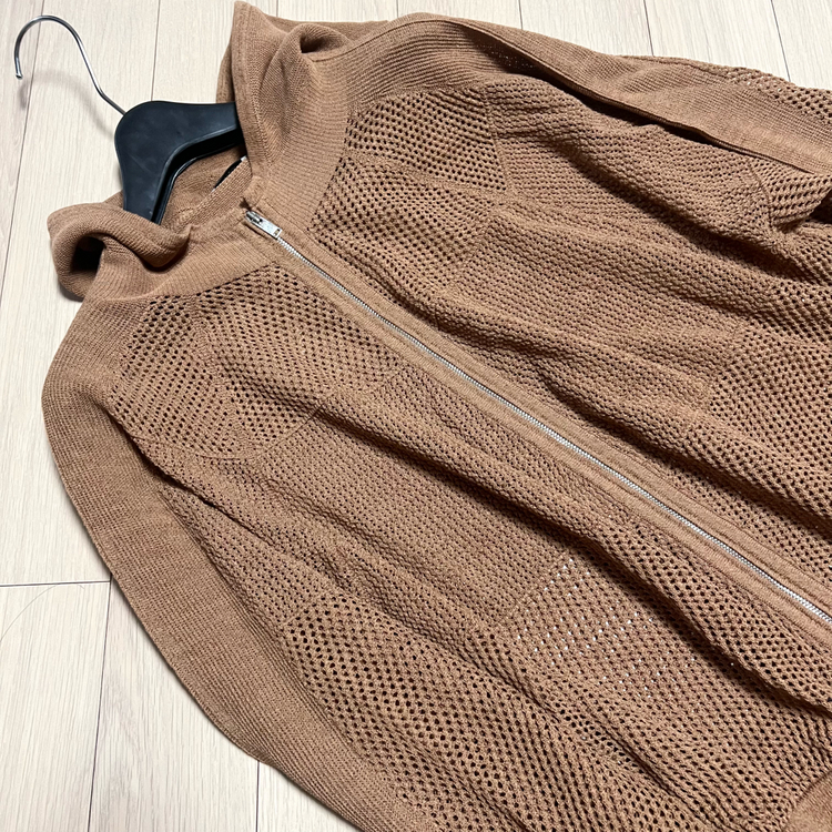 25년 한섬 시스템 SYSTEM 크로셰 후드 니트 점퍼 집업 가디건 여름 펀칭 매쉬 이미지