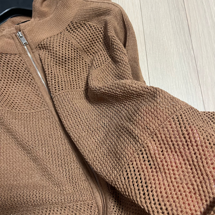 25년 한섬 시스템 SYSTEM 크로셰 후드 니트 점퍼 집업 가디건 여름 펀칭 매쉬 이미지